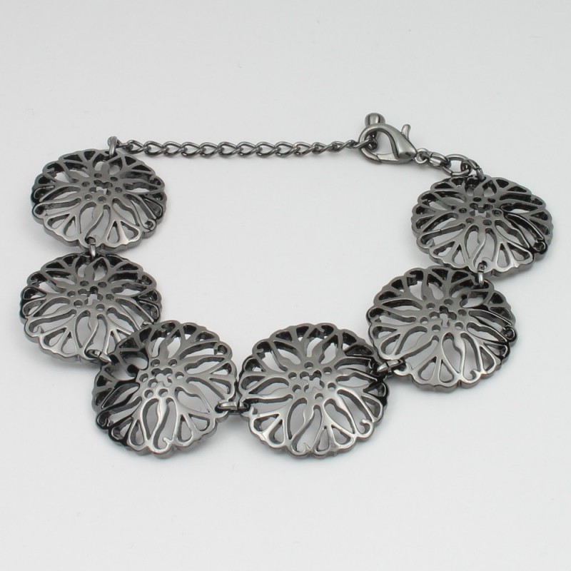 Браслет на руку металлический графитовый (8588)