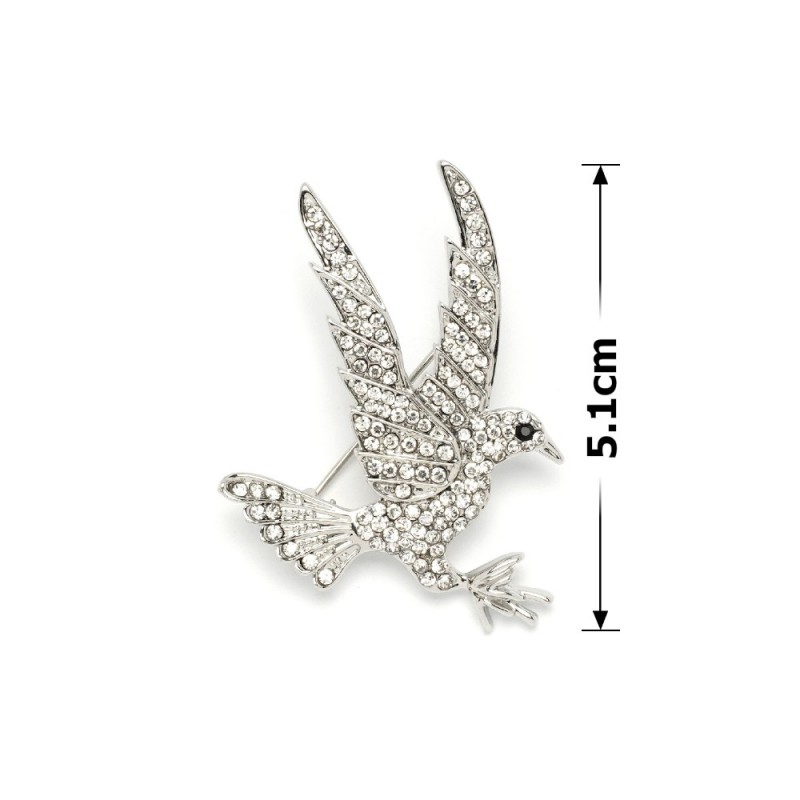 Брошка металлическая со стразами Орёл 5.1см (11532) вариант 01