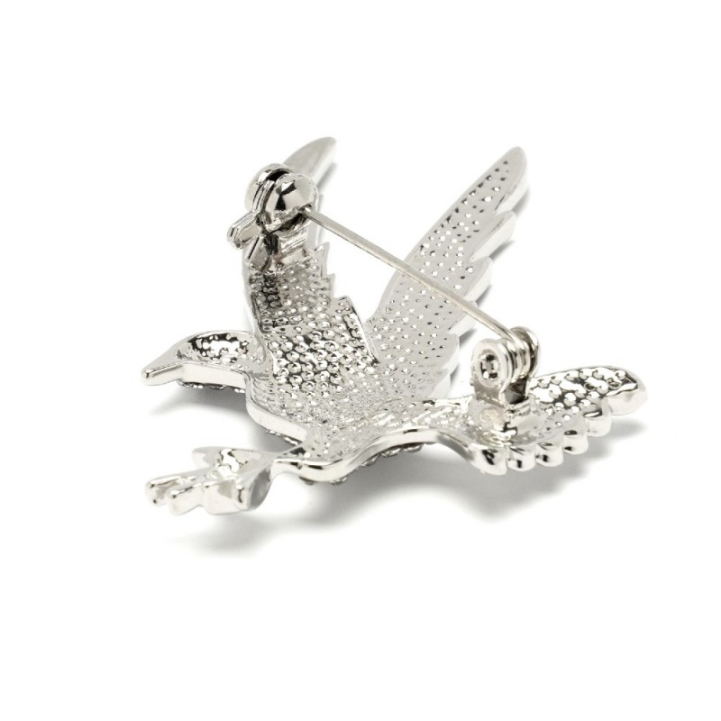 Брошка металлическая со стразами Орёл 5.1см (11532) вариант 01