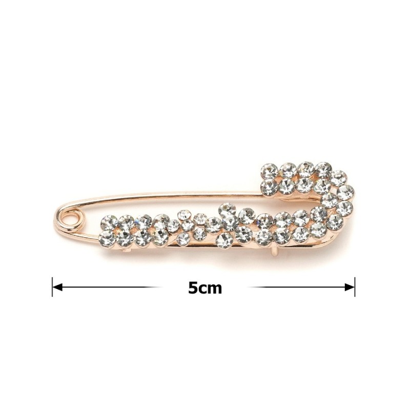 Брошка-булавка металлическая со стразами 3.6см (13145) вариант 02