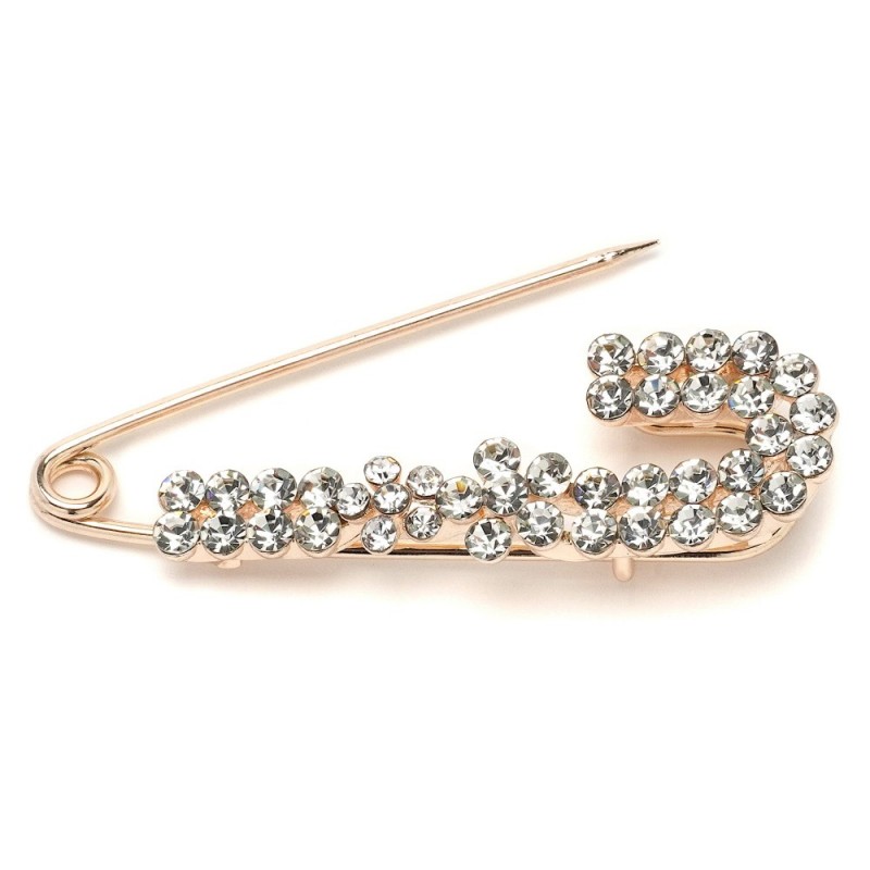 Брошка-булавка металлическая со стразами 3.6см (13145) вариант 02