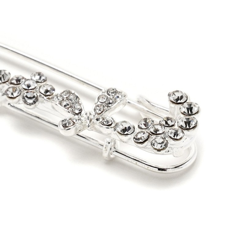 Брошка-булавка металлическая со стразами Бабочка 3.7см (13146) вариант 01