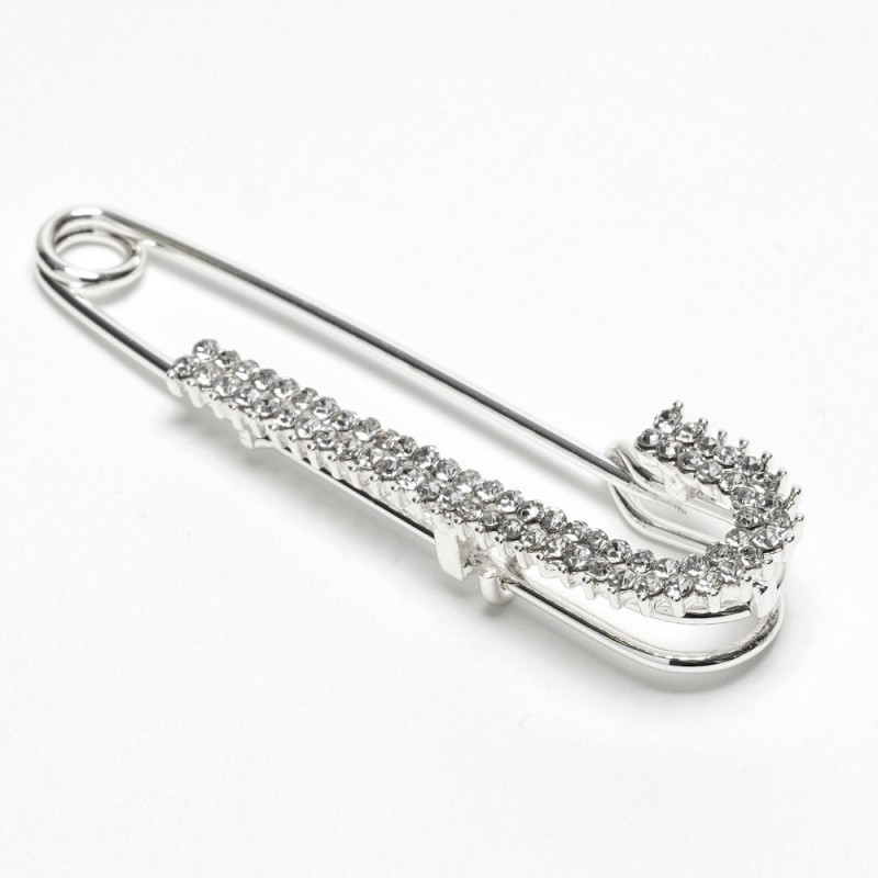 Брошка-булавка металлическая со стразами 6.1см (13149) вариант 01