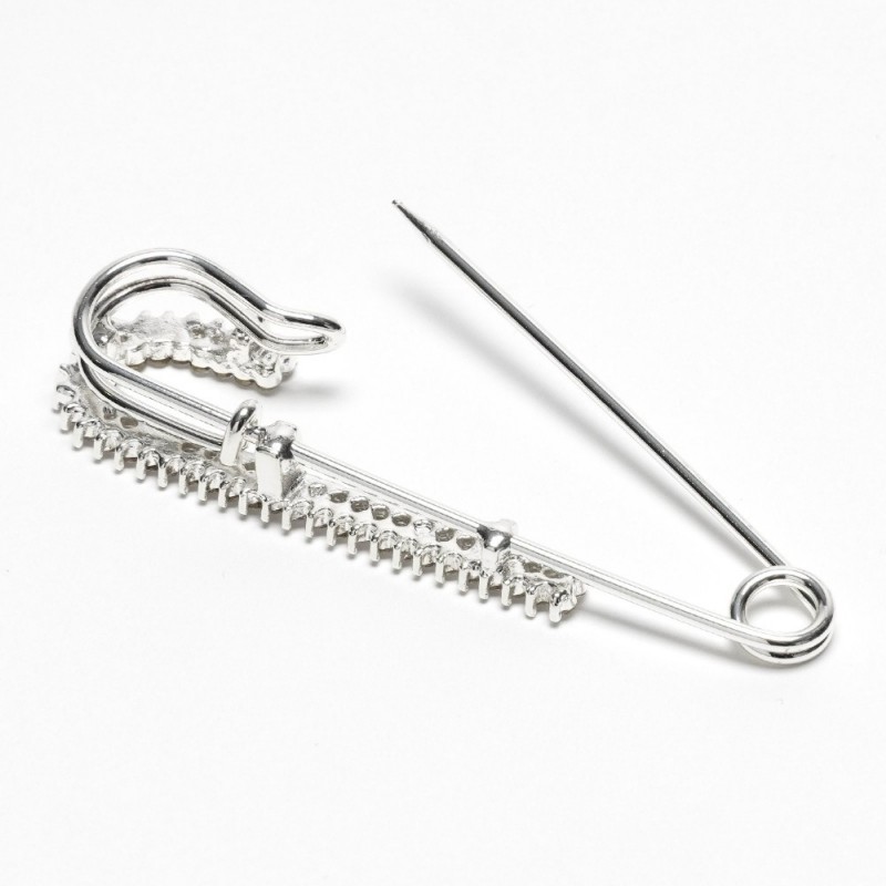 Брошка-булавка металлическая со стразами 6.1см (13149) вариант 01