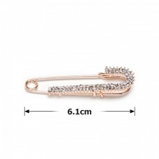 Брошка-булавка металлическая со стразами 6.1см (13149) вариант 02