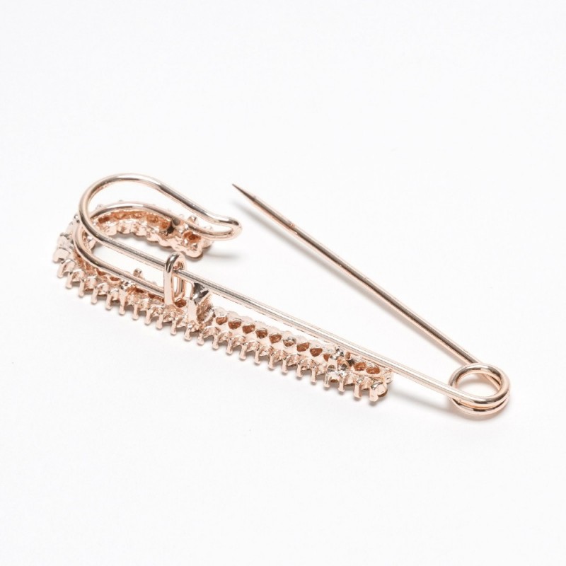 Брошка-булавка металлическая со стразами 6.1см (13149) вариант 02