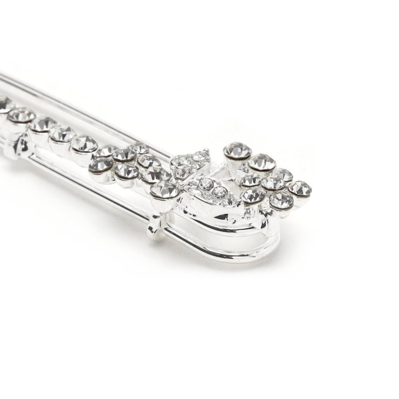 Брошка-булавка металлическая со стразами Цветок 3.6см (13162) вариант 01