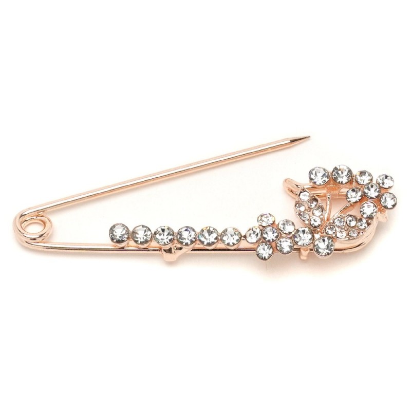 Брошка-булавка металлическая со стразами Цветок 3.6см (13162) вариант 02