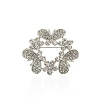 Брошка металлическая со стразами Бабочки 4.3см (13882) вариант 01