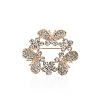 Брошка металлическая со стразами Бабочки 4.3см (13882) вариант 02