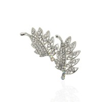 Брошка металлическая со стразами Листики 5.3см (14016) вариант 01