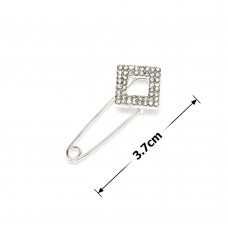 Брошка-булавка металлическая со стразами Ромб 3.7см (14857) вариант 01