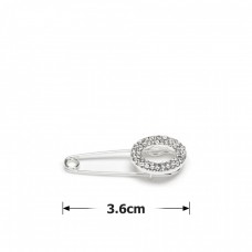 Брошка-булавка металлическая со стразами Овал 3.6см (14858) вариант 01