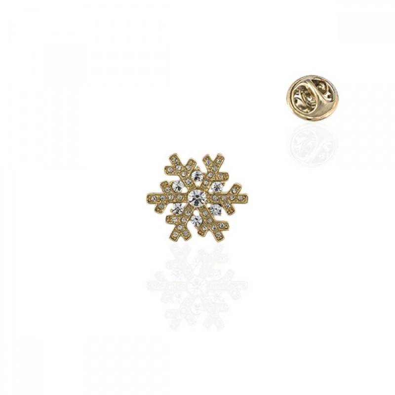 Брошка металлическая со стразами Снежинка 2.1см (2007)