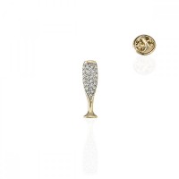 Брошка металлическая со стразами Бокал 2.7см (2010)