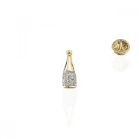 Брошка металлическая со стразами Бутылка 2.3см (2011)