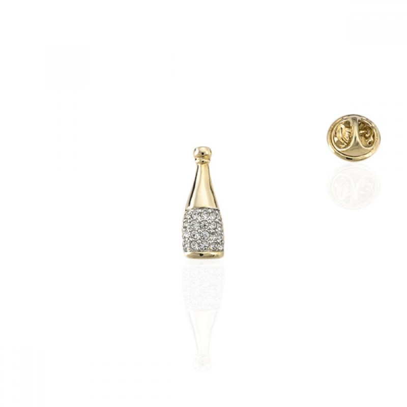 Брошка металлическая со стразами Бутылка 2.3см (2011)