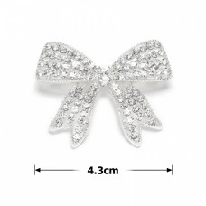 Брошка металлическая со стразами Бантик 4.3см (31775) вариант 01