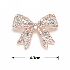Брошка металлическая со стразами Бантик 4.3см (31775) вариант 02