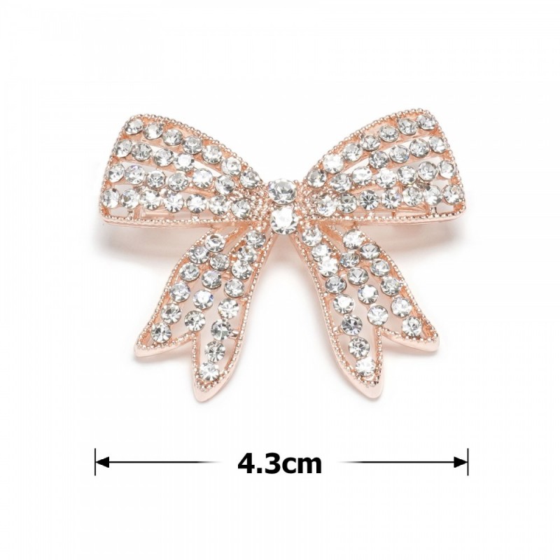 Брошка металлическая со стразами Бантик 4.3см (31775) вариант 02