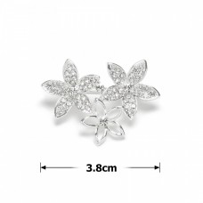 Брошка металлическая со стразами Цветы 3.8см (31776) вариант 01