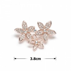 Брошка металлическая со стразами Цветы 3.8см (31776) вариант 02
