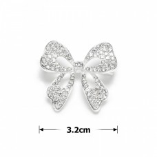 Брошка металлическая со стразами Бантик 3.2см (31777) вариант 01