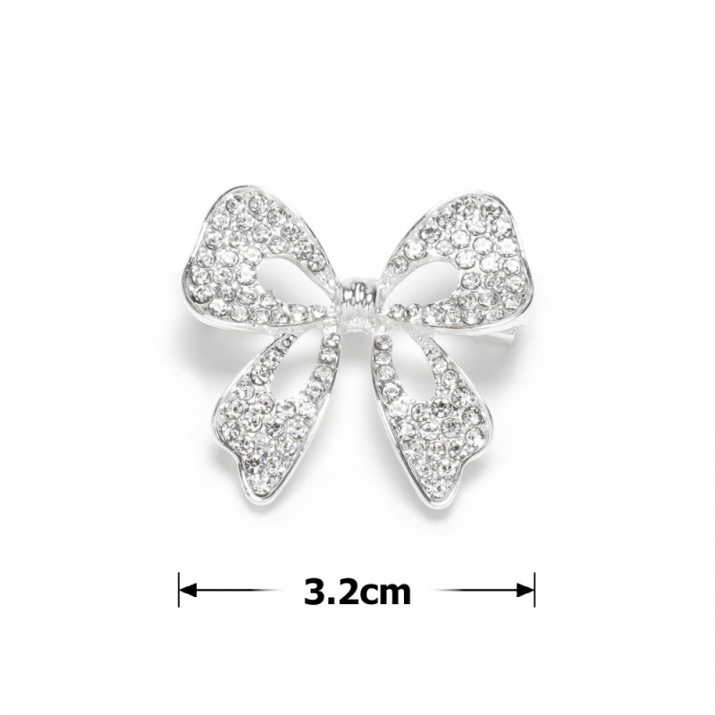 Брошка металлическая со стразами Бантик 3.2см (31777) вариант 01