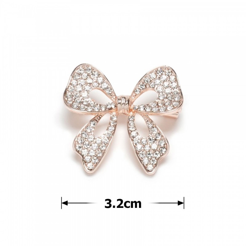 Брошка металлическая со стразами Бантик 3.2см (31777) вариант 02