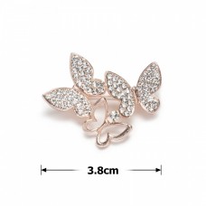 Брошка металлическая со стразами Бабочки 3.8см (31778) вариант 02