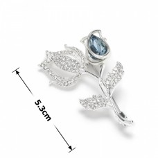 Брошка металлическая со стразами Цветы 5.3см (31779) вариант 01