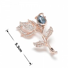 Брошка металлическая со стразами Цветы 5.3см (31779) вариант 02