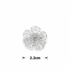 Брошка металлическая со стразами Цветок 2.2см (31780) вариант 01