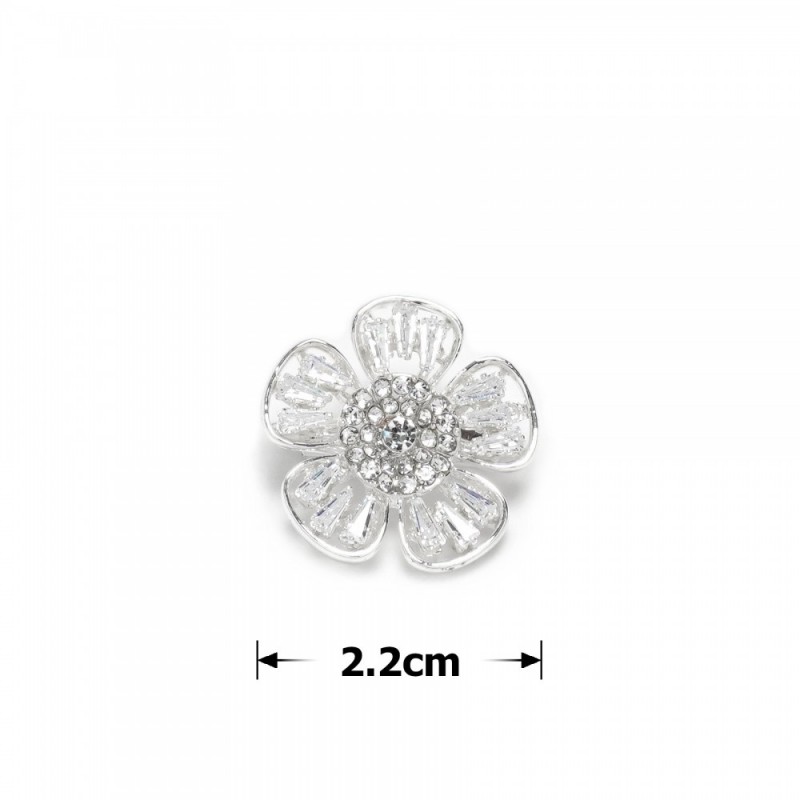 Брошка металлическая со стразами Цветок 2.2см (31780) вариант 01