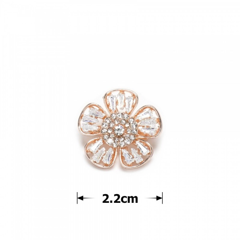 Брошка металлическая со стразами Цветок 2.2см (31780) вариант 02