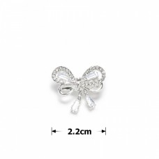 Брошка металлическая со стразами Бантик 2.2см (31781) вариант 01