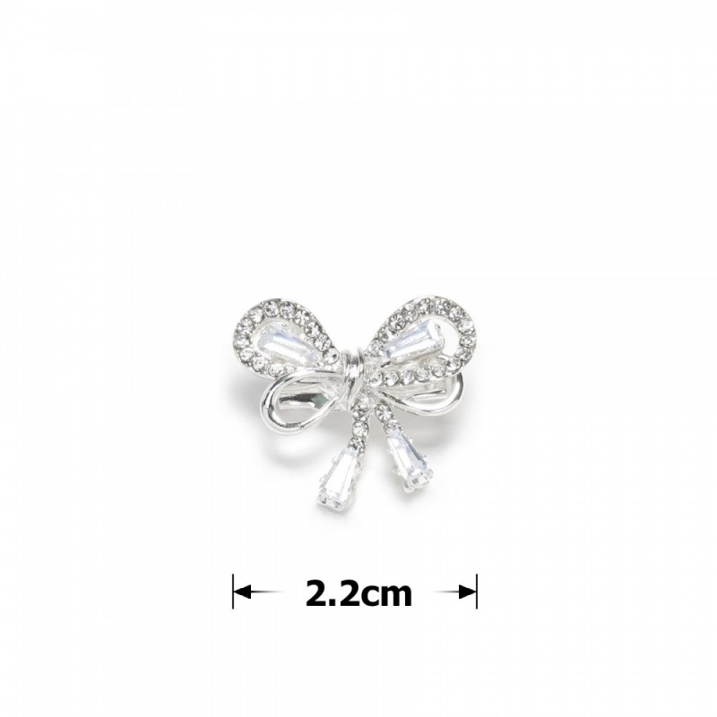 Брошка металлическая со стразами Бантик 2.2см (31781) вариант 01