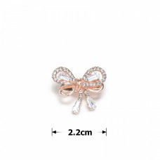Брошка металлическая со стразами Бантик 2.2см (31781) вариант 02