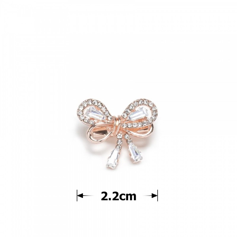 Брошка металлическая со стразами Бантик 2.2см (31781) вариант 02