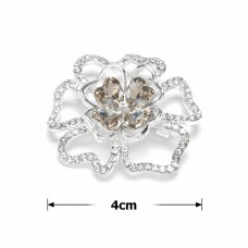 Брошка металлическая со стразами Цветок 4см (31782) вариант 01