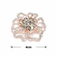 Брошка металлическая со стразами Цветок 4см (31782) вариант 02