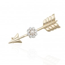 Брошка металлическая со стразами Стрела 5.7см (6524) вариант 01