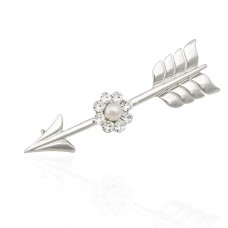 Брошка металлическая со стразами Стрела 5.7см (6524) вариант 02