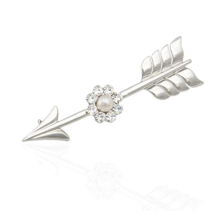 Брошка металлическая со стразами Стрела 5.7см (6524) вариант 02