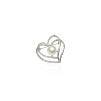 Брошка металлическая со стразами Сердце 3.5см (13124) вариант 01