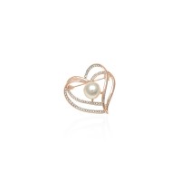 Брошка металлическая со стразами Сердце 3.5см (13124) вариант 02