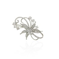 Брошка металлическая со стразами Цветок 7см (13154) вариант 01