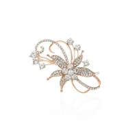 Брошка металлическая со стразами Цветок 7см (13154) вариант 02