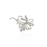 Брошка металлическая со стразами 6.3см (13156)