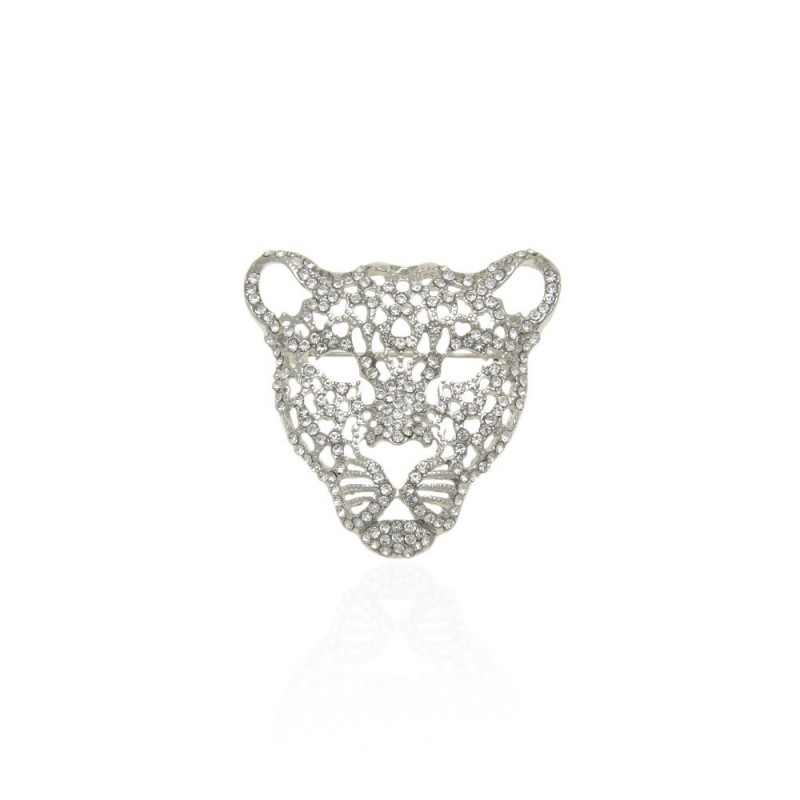 Брошка металлическая со стразами Тигр 4.5см (13161) вариант 01